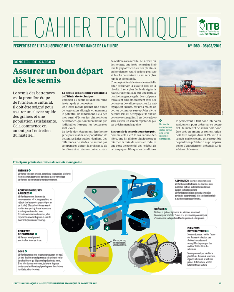 Le cahier central du Betteravier Français du 5/03/2019